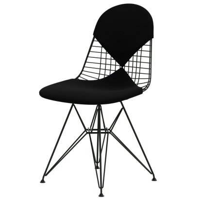Wire Chair DKR , Powder-coated dark green, Seat and backrest cushion (Bikini), Nero