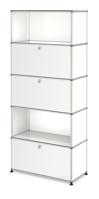 USM Haller Storage Unit M, Customisable, Pure white RAL 9010, With drop-down door, With drop-down door, Open, With drop-down door