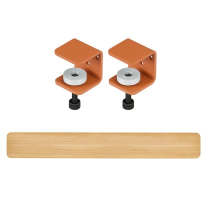 Tiptoe Wall Shelf, Solid Oak, Wall shelf 150 cm, Tangerine red
