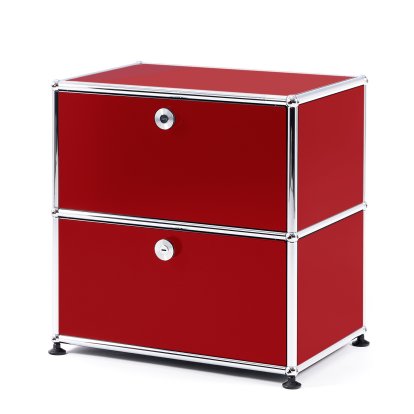 USM Haller Bedside Table with 2 Drop-down Doors, USM ruby red