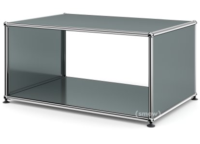USM Haller Side Table with Side Panels, 75 cm, without interior glass panel, Mid grey RAL 7005