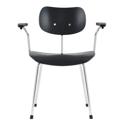 SE 68 Chair, Non-stackable, Without upholstery, Chrome-plated, With armrests, Beech, black stained