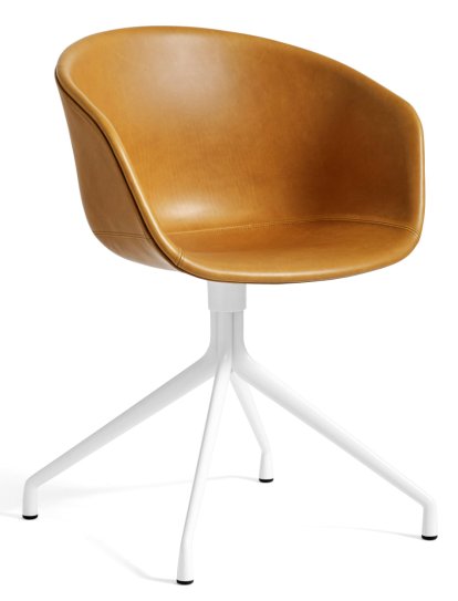 About A Chair AAC 21, Sense leather - cognac, White powder coated aluminium