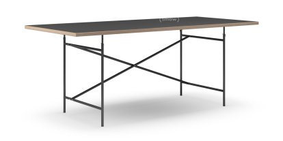 Eiermann Table, Linoleum black (Forbo 4023) with oak edge, 200 x 90 cm, Black, Vertical,  offset (Eiermann 2), 135 x 66 cm