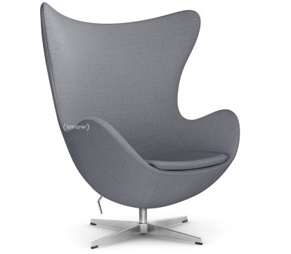 Egg Chair, Christianshavn, Christianshavn 1170 - Light Grey Uni, Satin polished aluminium, Without footstool