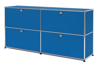 USM Haller Sideboard L, Customisable, Gentian blue RAL 5010, With 2 drop-down doors, With 2 drop-down doors