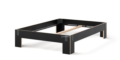 Tagedieb Bed, 160 x 200 cm, Without headboard, FU (plywood, birch) black, Anthracite, Without slatted base