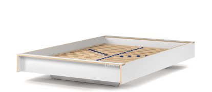Flai Bed, 140 x 200, Without headboard, CPL white, With slatted frame