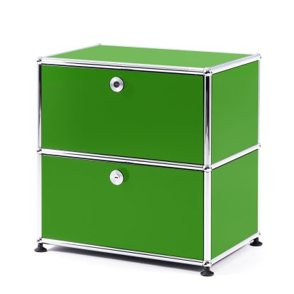 USM Haller Bedside Table with 2 Drop-down Doors, USM green