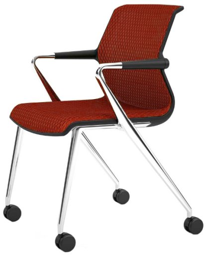 Unix Chair with Four-legged Base on Castors, Diamond Mesh brick, Basic dark, Aluminium polished