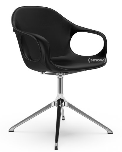 Elephant Swivel Chair, Leather black, Polished aluminium
