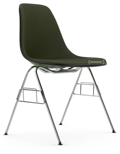 Eames Plastic Side Chair RE DSS / DSS-N, Forest, With full upholstery, Nero / forest, Without linking element (DSS-N)