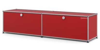 USM Haller Lowboard L with 2 Drop-down Doors, USM ruby red
