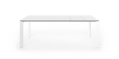 Nori dining table, Laminate white, L 139-214 x W 90 cm, Aluminium with white lacquer