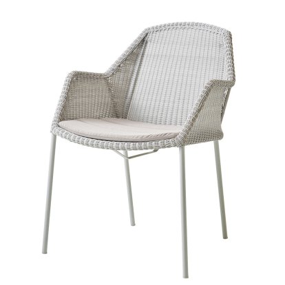 Breeze Chair, White grey, With seat cushion, Natté - Sand