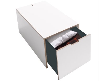 Bett drawer 16, L 103,1 x W 46,8, Melamine white with birch edge, Classic (without castors)