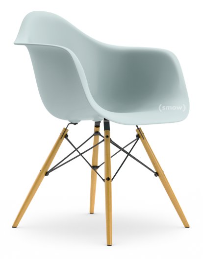 Eames Plastic Armchair RE DAW, Ice grey, Without upholstery, Without upholstery, Standard version - 43 cm, Yellowish maple