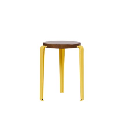 Lou Stool, Solid Wood, Tinted oak, Brioche yellow