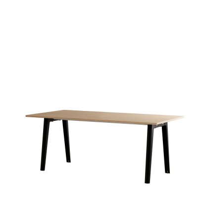 New Modern Dining Table Rectangular, Metal/Wood, 190 x 95 cm, Oak finish, Graphite black