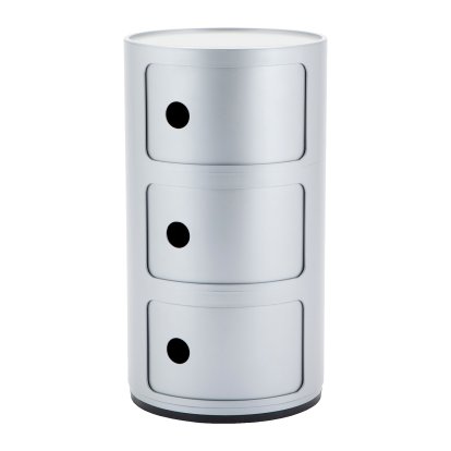 Componibili Container Round - 3 Compartments, Silver