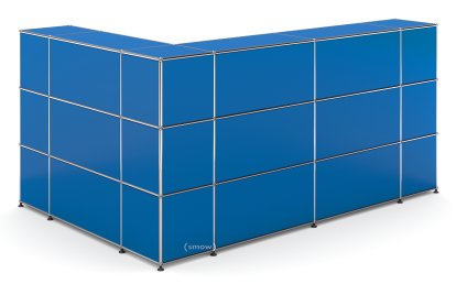 USM Haller Counter Type 4, Gentian blue RAL 5010, Corner closed