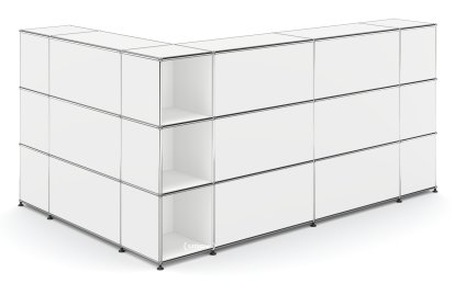 USM Haller Counter Type 4, Pure white RAL 9010, Corner open