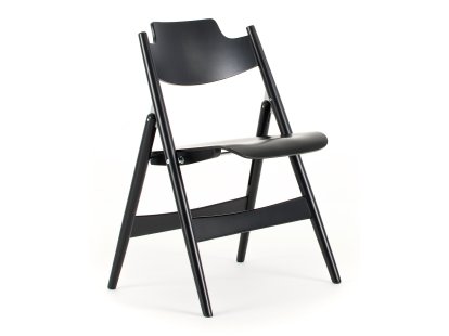 SE 18 Folding Chair, Without row connectors, Complete stained beech, Black