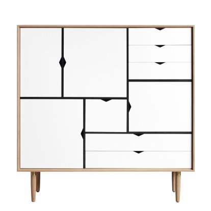 S3 Drawer, Soaped oak, White