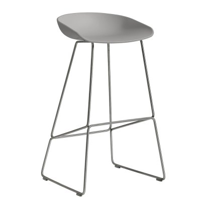 About A Stool AAS 38, Bar version: seat height 74 cm, Stainless steel, Concrete grey
