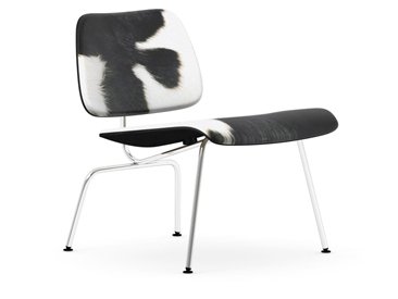 Plywood Group LCM Calf’s Skin Chair, Black ash, skin black/white, Polished chrome