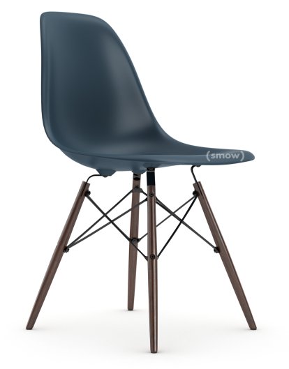 Eames Plastic Side Chair RE DSW, Sea blue, Without upholstery, Without upholstery, Standard version - 43 cm, Dark maple