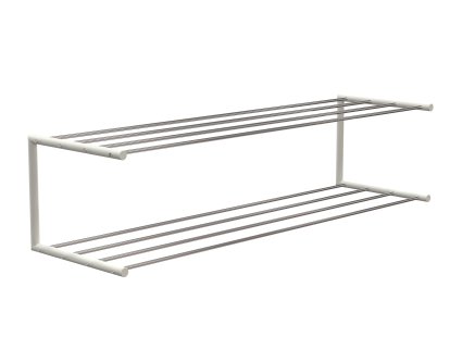 Nova Shoe Rack, W 101,9 x D 30 cm , Polished stainless steel / matt white