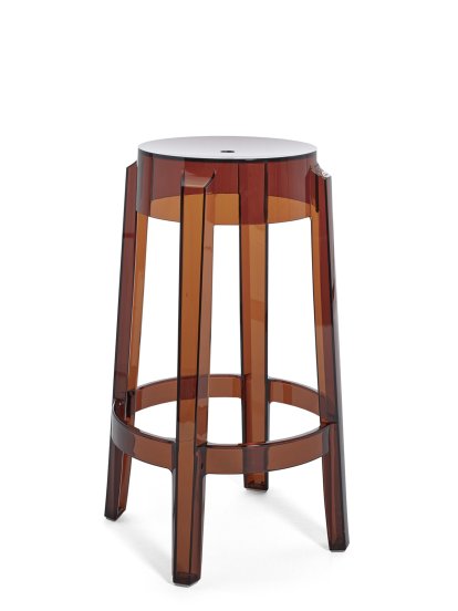 Charles Ghost Stool, Base 46 x Seat 29 x Height 65, Transparent, Amber