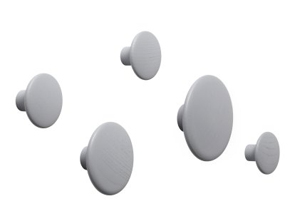 The Dots Set of 5 Hooks, Grey