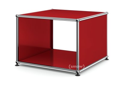 USM Haller Side Table with Side Panels, 50 cm, without interior glass panel, USM ruby red