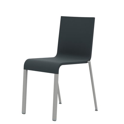 .03 Chair, Stackable, Base powder-coated silver sleek, Without armrests, Dark grey