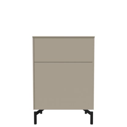 Aventa Sideboard with Door and Drawer, 60 cm, 3 Height grids, Melamine stone grey, Metal feed
