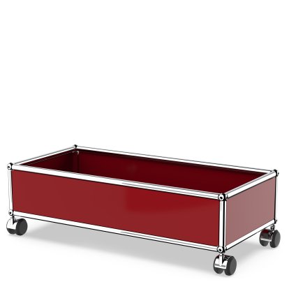 USM Haller box with castors, USM ruby red, Soft castors for hard floor surfaces