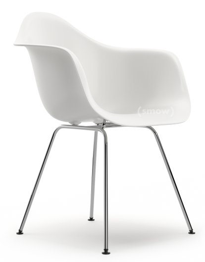Eames Plastic Armchair DAX, White RE, Without upholstery, Without upholstery, Standard version - 43 cm, Chrome-plated