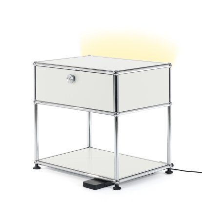 USM Haller Bedside Table with Dimmable Light, Light grey RAL 7035