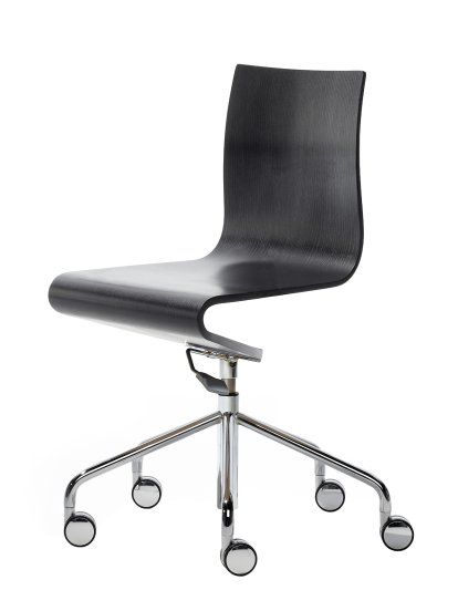 Work Chair Seesaw, Chrome plated, with gas spring, Without armrests, Black ash