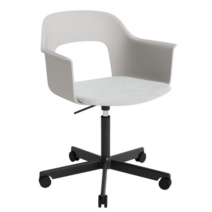 Layout 243 Swivel Armchair with Upholstered seat, Sky grey / Mode 001, Black powder coated aluminium