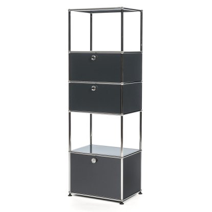 USM Haller living room shelf M type 2, Anthracite RAL 7016, With 3 drop-down doors