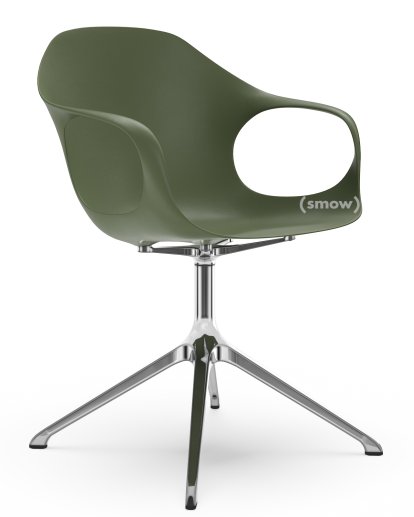Elephant Swivel Chair, Olive green, Polished aluminium