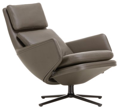 Grand Relax Lounge Chair, Without Ottoman, Leather Premium F, umbra grey, Basic dark, 46,5 cm