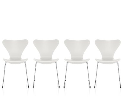 Series 7 Chair 3107 - Promotion Set of 4, Seat white coloured ash, base chrome plated