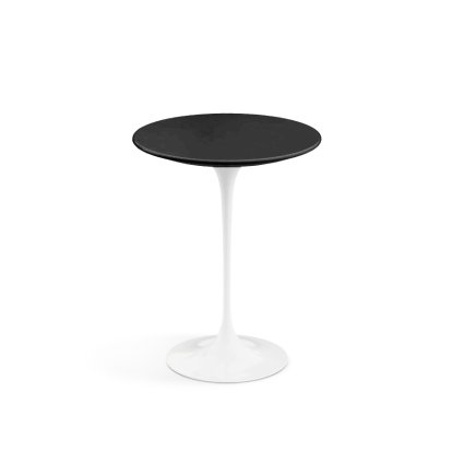 Saarinen Round Side Table, 41 cm, White, Fenix black