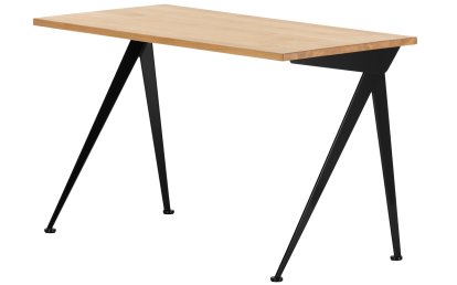 Compas Direction Desk, Natural oak solid, oiled, Deep black