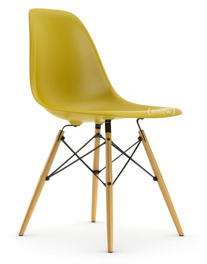 Eames Plastic Side Chair RE DSW, Mustard, Without upholstery, Without upholstery, Standard version - 43 cm, Ash honey tone