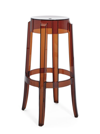 Charles Ghost Stool, Base 46 x Seat 29 x Height 75, Transparent, Amber